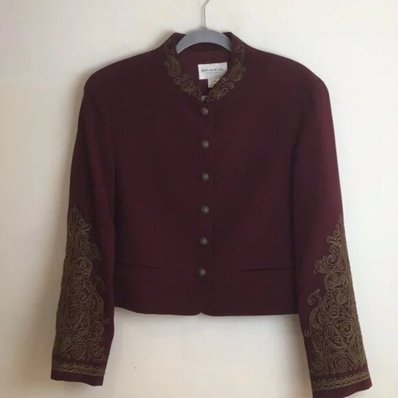 Vintage Emanul Ungaro cropped bolero style jacket / beadwork on collar/cuffs 12 - Picture 1 of 14